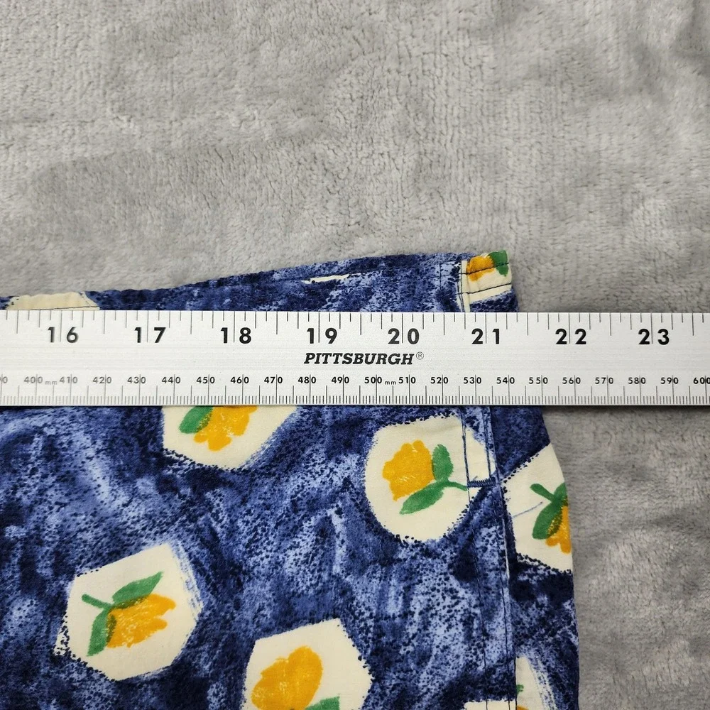 Vintage Faconnable Swim Trunks Men L Blue Floral Lemon Print Lined Pockets Beach